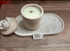 Candela In Cera Di Soia Fragranza NAturale Personalizzata Con Frase e Contenitore In Gesso Ceramica