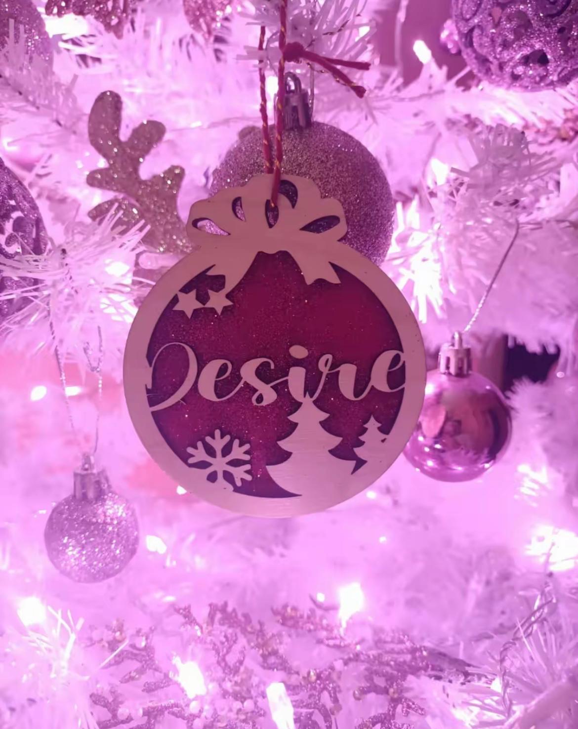 Pallina Di Natale Personalizzata In Legno Doppia Base