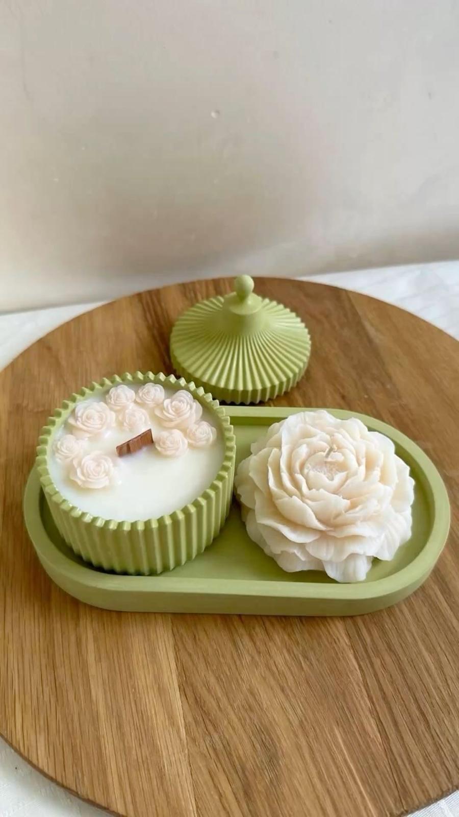 Candela in cera di soia contenitore in gesso ceramico fragranza naturale personalizzata colore e fragranza – Modello 3